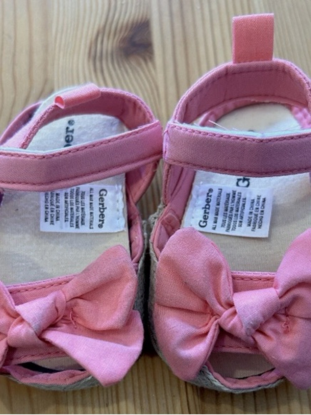 Gerber Pink Baby Girl Bow Sandals with Velcro Strap